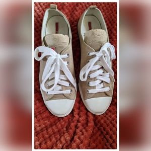 PRADA Tan Suede Sneakers Women's 7.5